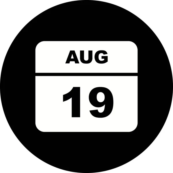 19ου Αυγούστου ημερομηνία σε ημερολόγιο μιας ημέρας — Φωτογραφία Αρχείου
