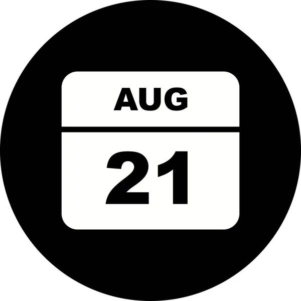 August 21st Date on a Single Day Calendar — Stock Photo, Image