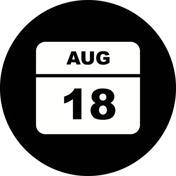 18 agosto Data in un unico giorno Calendario — Foto Stock