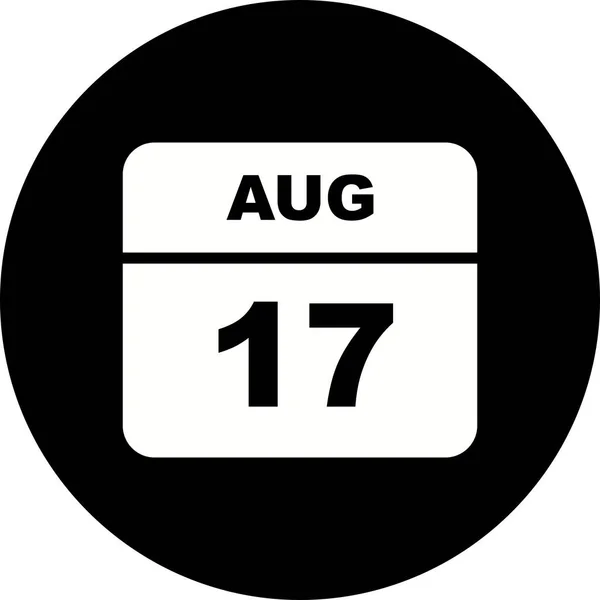 17 augustus datum op één dag kalender — Stockfoto