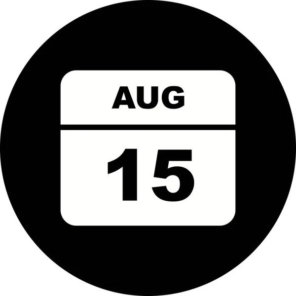 15 серпня дата на один день календар — стокове фото