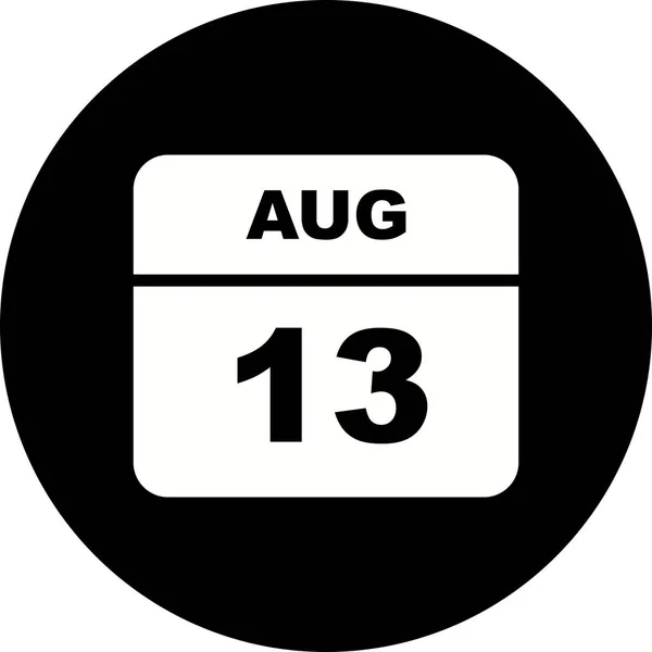 13 серпня дата на один день календар — стокове фото