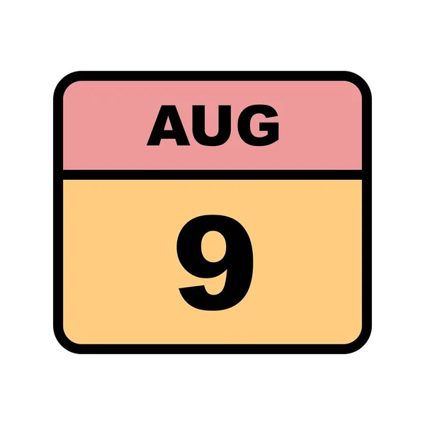 9 Agosto Data in un Calendario Unico Giorno — Foto Stock