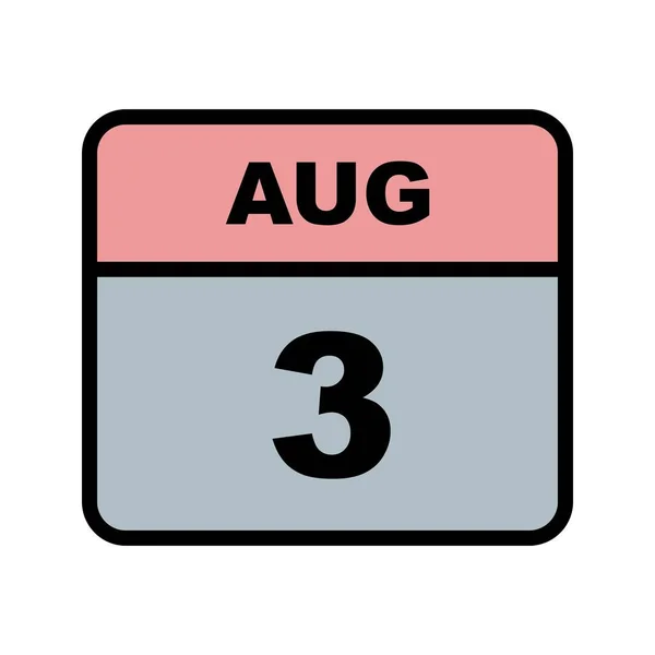 3. August Datum an einem einzigen Tag Kalender — Stockfoto