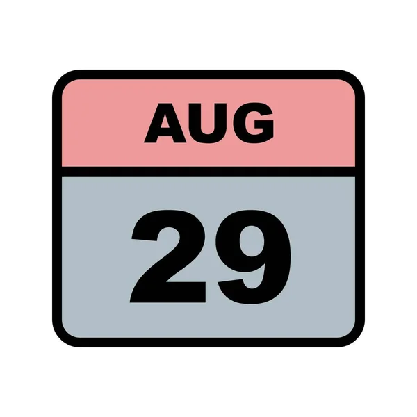 29 de agosto Data em um único dia Calendário — Fotografia de Stock
