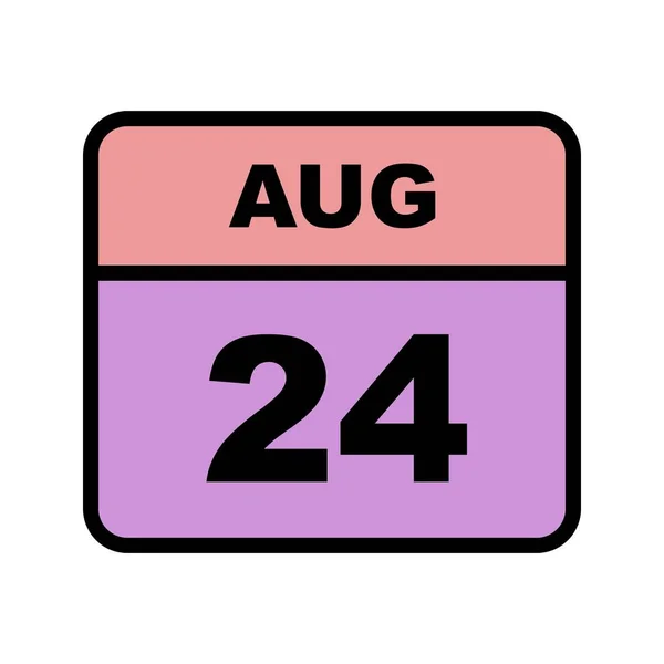 24 Agosto Data in un Calendario Unico Giorno — Foto Stock