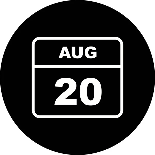 August 20th Date on a Single Day Calendar — Stock Photo, Image