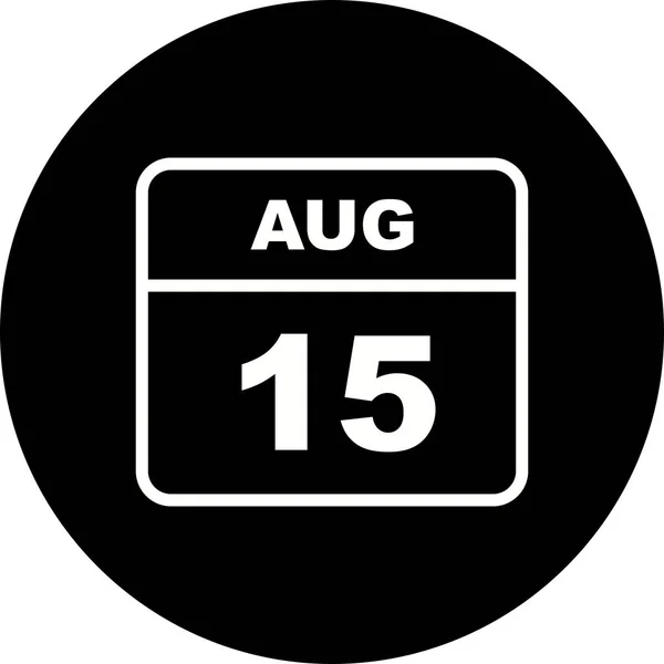 15th Αυγούστου ημερομηνία σε ημερολόγιο μίας ημέρας — Φωτογραφία Αρχείου