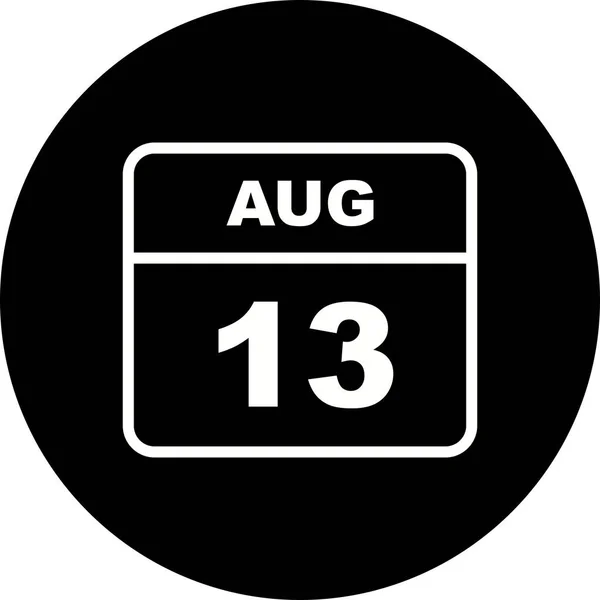 13 серпня дата на один день календар — стокове фото