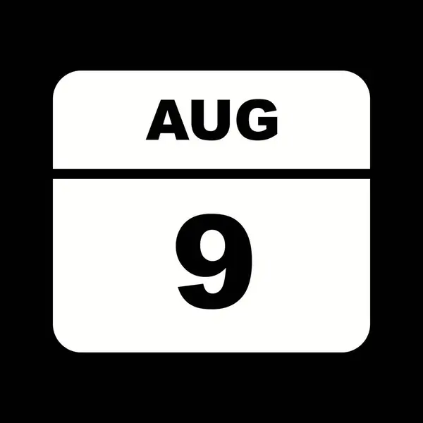 9 augusti datum på en enda dag kalender — Stockfoto