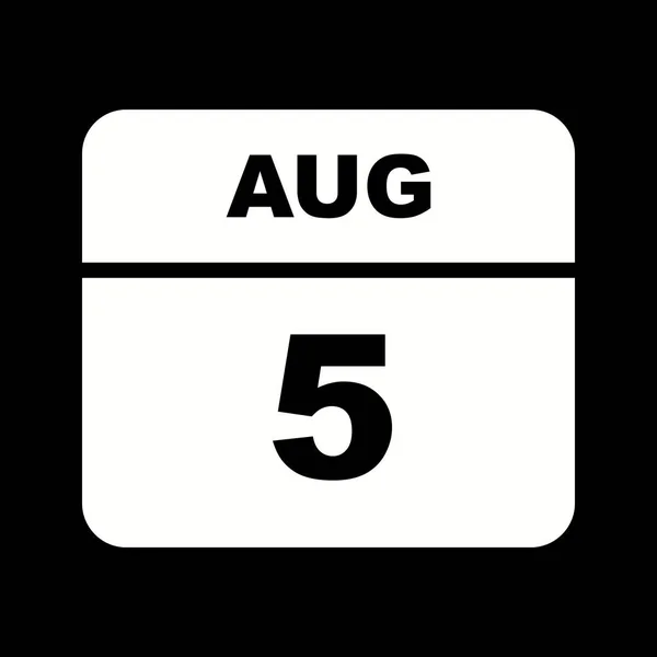 05 de agosto Data em um calendário de um único dia — Fotografia de Stock