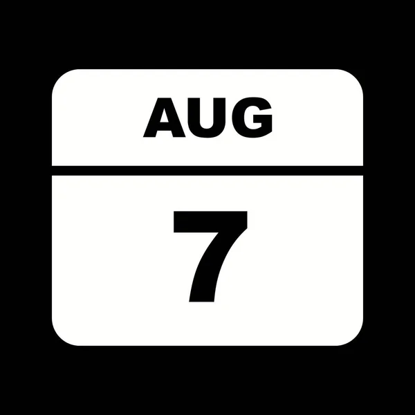 7 августа Дата в календаре одного дня — стоковое фото