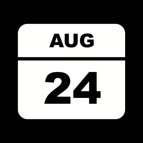 24 Agosto Data in un Calendario Unico Giorno — Foto Stock