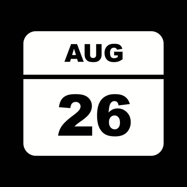 26 Agosto Data in un Calendario Unico Giorno — Foto Stock