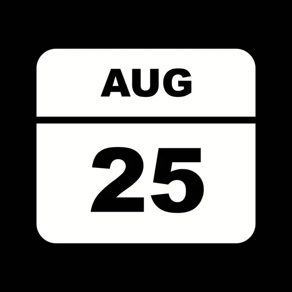 25 Agosto Data in un Calendario Unico Giorno — Foto Stock