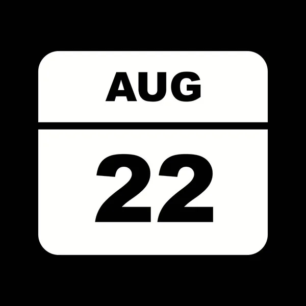22 augusti datum på en enda dag kalender — Stockfoto