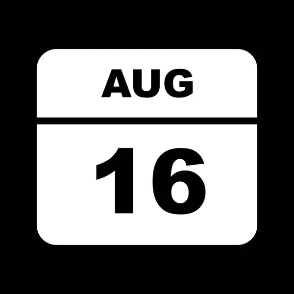 August 16th Date on a Single Day Calendar — Stock Photo, Image