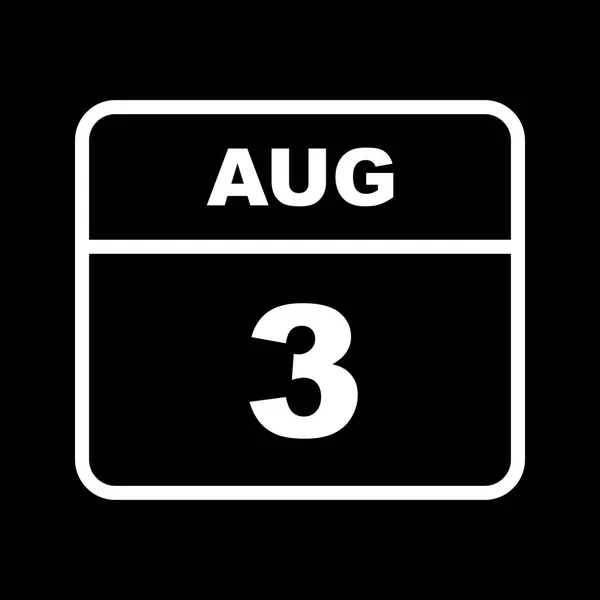 3 sierpnia Data w kalendarzu jednodniowe — Zdjęcie stockowe