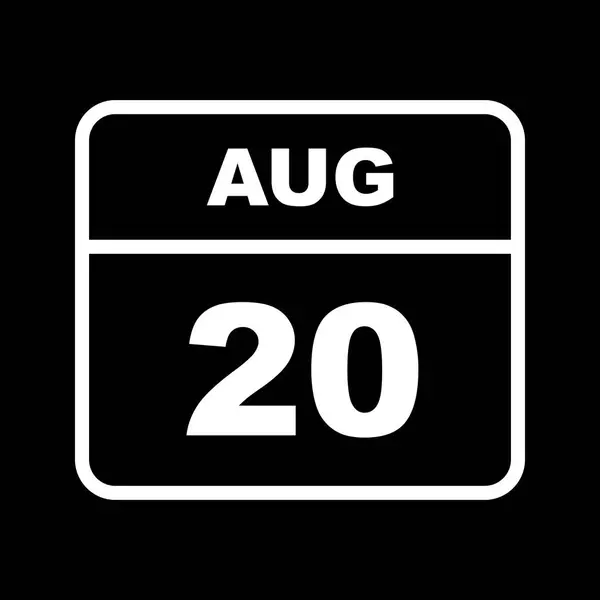 August 20th Date on a Single Day Calendar — Stock Photo, Image