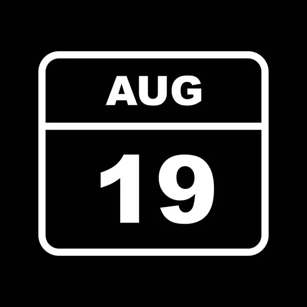 19 серпня дата на один день календар — стокове фото