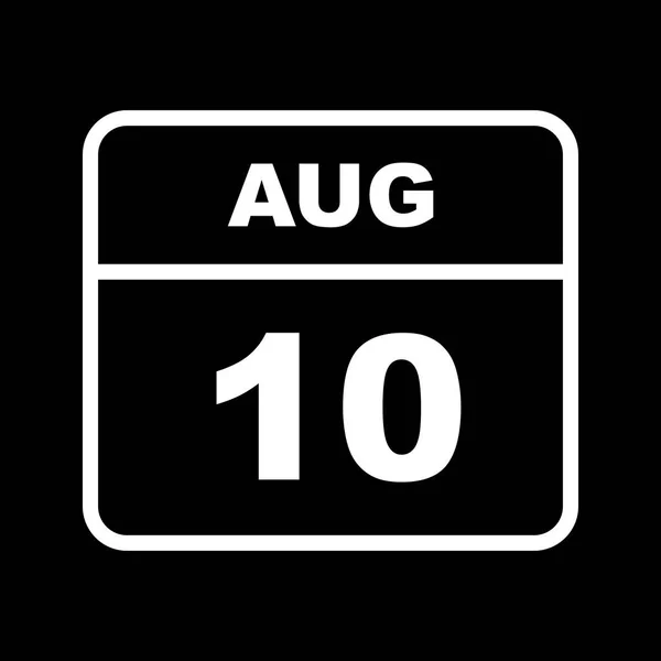10 Agosto Data su un Calendario Unico Giorno — Foto Stock