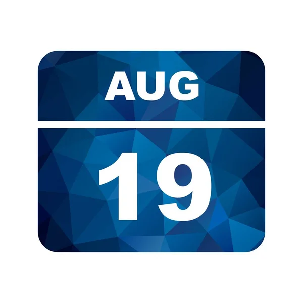 19 Agosto Data su un Calendario Unico Giorno — Foto Stock