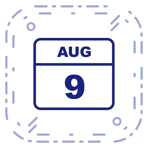 9 augusti datum på en enda dag kalender — Stockfoto