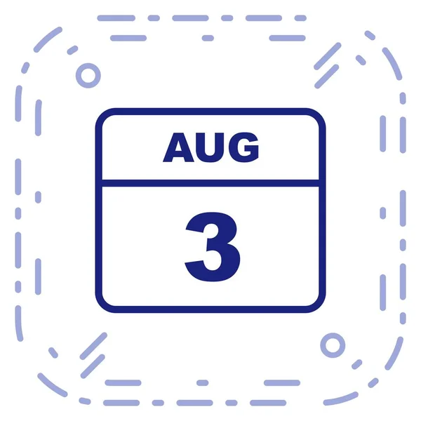 3 augusti datum på en enda dag kalender — Stockfoto