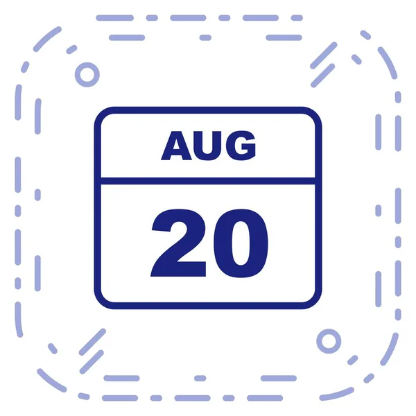 20 augusti datum på en enda dag kalender — Stockfoto