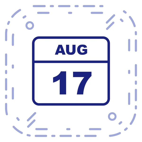17 augusti datum på en enda dag kalender — Stockfoto