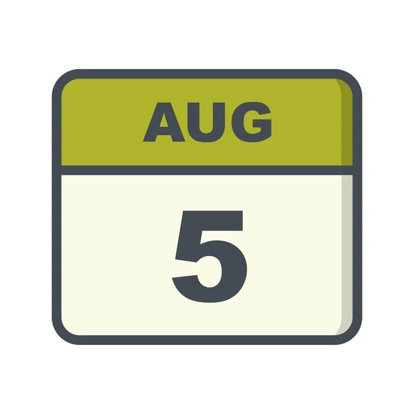 8 月 5 日日期，日期为单日日历 — 图库照片