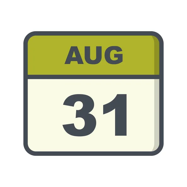 31 sierpnia Data w kalendarzu jednodniowe — Zdjęcie stockowe