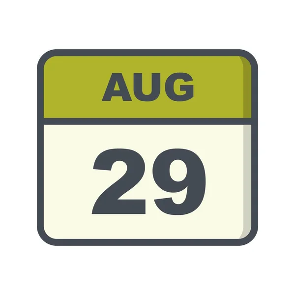29 août Date sur un calendrier d'un seul jour — Photo