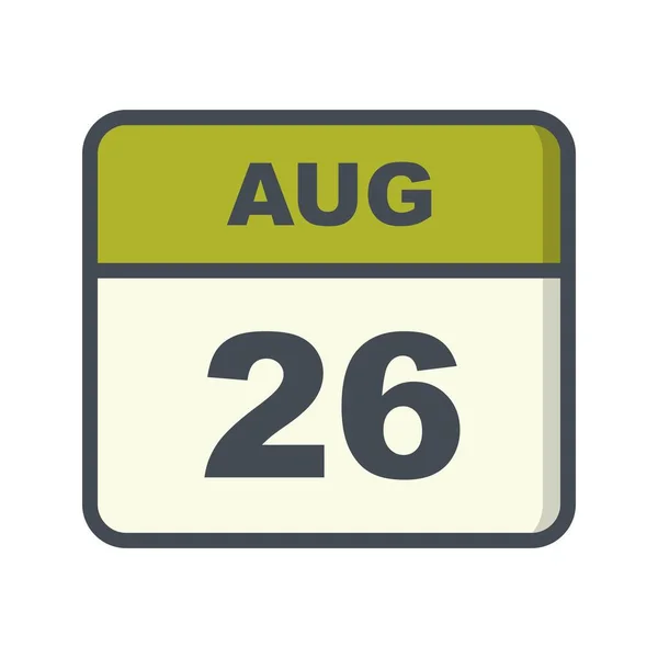 26 de agosto Data em um único dia Calendário — Fotografia de Stock