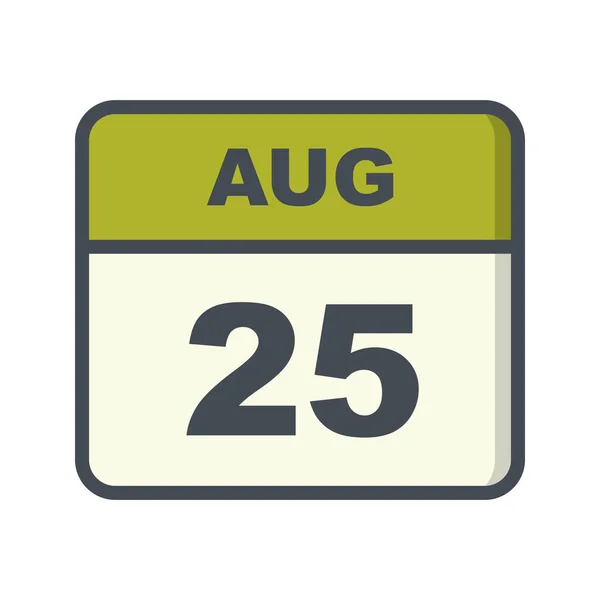 25. August Datum an einem einzigen Tag Kalender — Stockfoto