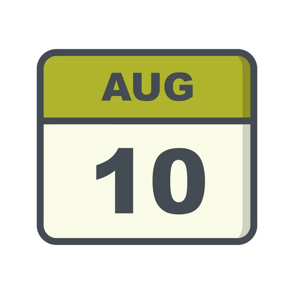 10 серпня дата на один день календар — стокове фото