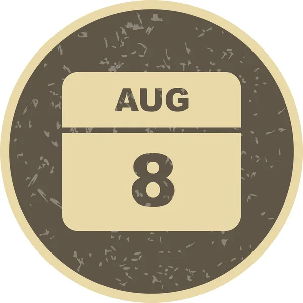 8 月 8 日日期，日期为单日日历 — 图库照片