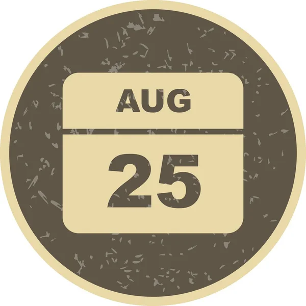 25 augusti datum på en enda dag kalender — Stockfoto