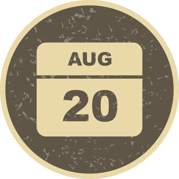 20 de agosto Fecha en un calendario de un solo día — Foto de Stock