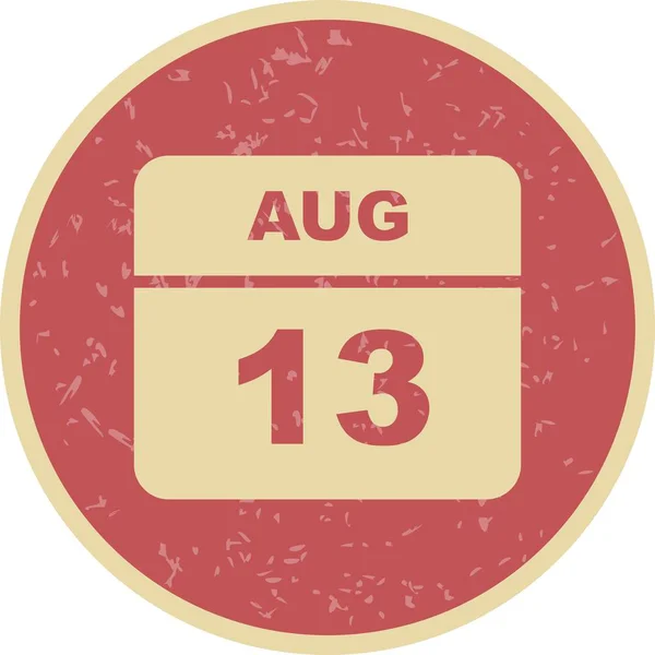 13 augusti datum på en enda dag kalender — Stockfoto