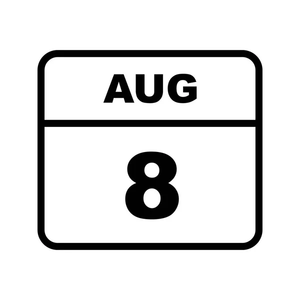 08 de agosto Data em um calendário único dia — Fotografia de Stock