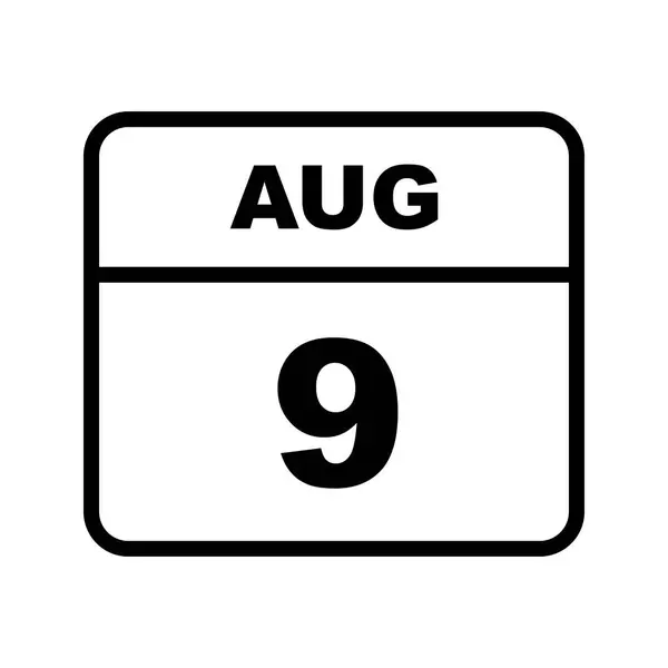 9 серпня дата на один день календар — стокове фото