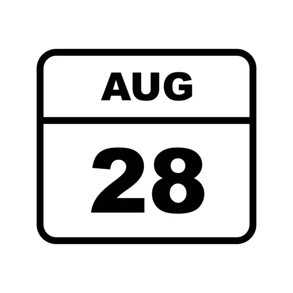 28 sierpnia Data w kalendarzu jednodniowe — Zdjęcie stockowe