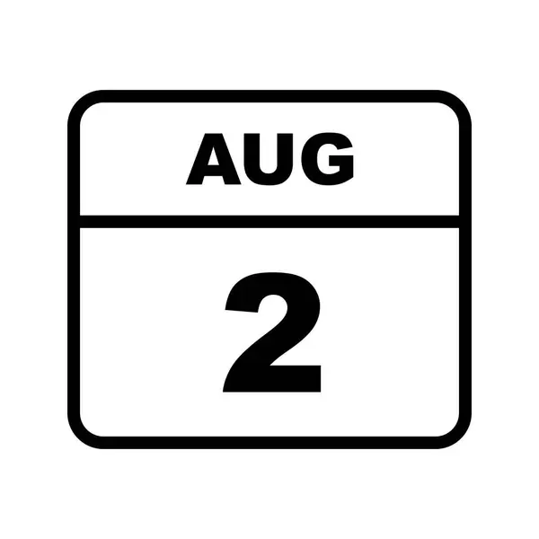 2. August Datum an einem einzigen Tag Kalender — Stockfoto