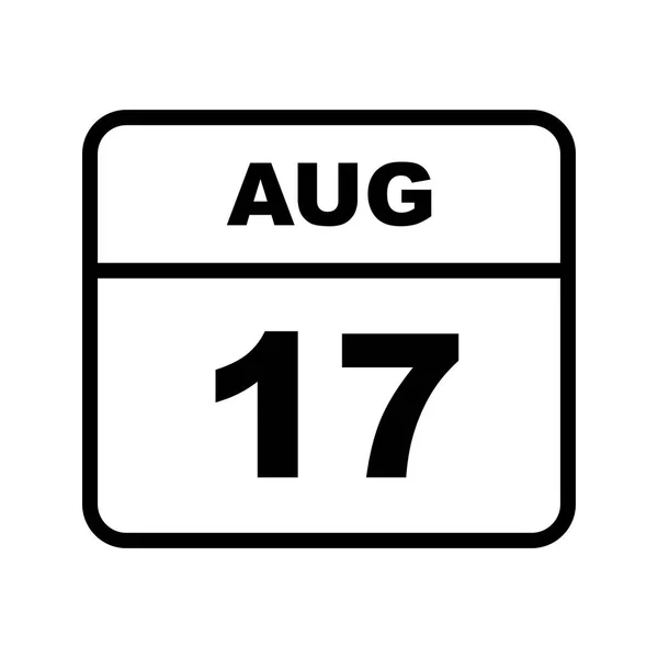 17 août Date sur un calendrier d'un seul jour — Photo