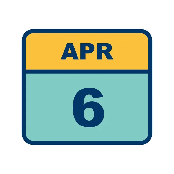 April 6th Date on a Single Day Calendar — Stock Photo, Image