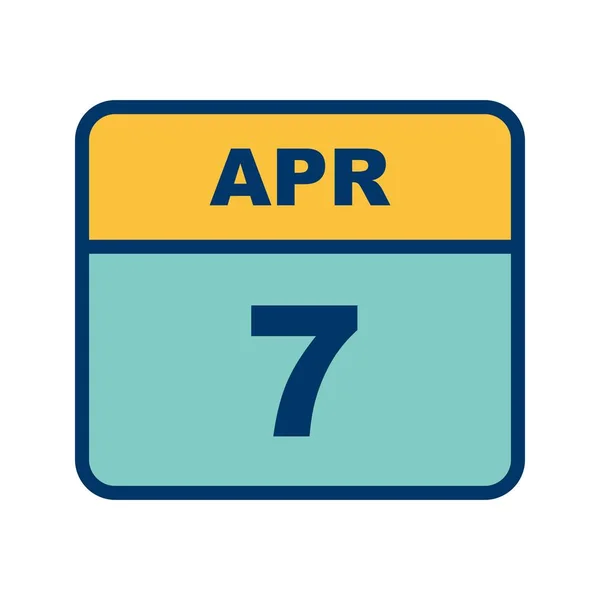 7 апреля Дата в календаре одного дня — стоковое фото