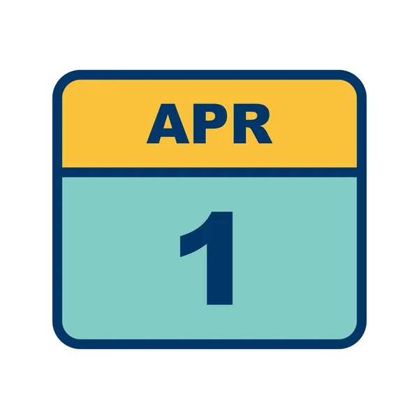 Дата 1 апреля в календаре одного дня — стоковое фото