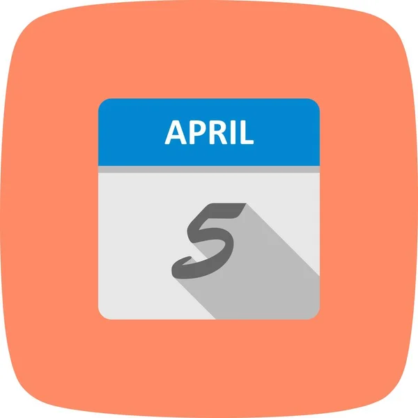 5 Απριλίου ημερομηνία σε ένα ημερολόγιο μιας ημέρας — Φωτογραφία Αρχείου