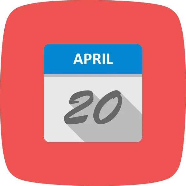 20 de abril Data em um calendário único dia — Fotografia de Stock